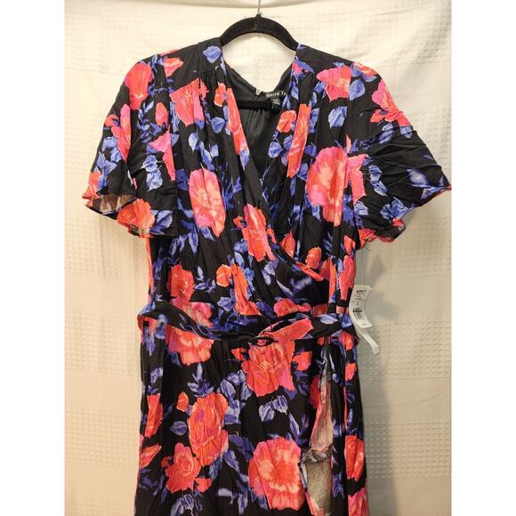 Suite 7 Dress 14w Womens Pink Ruched Wrap Cap Sleeve Cap Sleeve Formal Ruffle - Picture 2 of 13